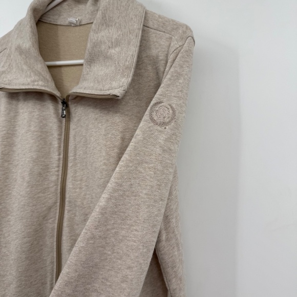 Under Armour Sweater Women Large Neutral Beige Full Zip Long Sleeve French Terry - Picture 5 of 13